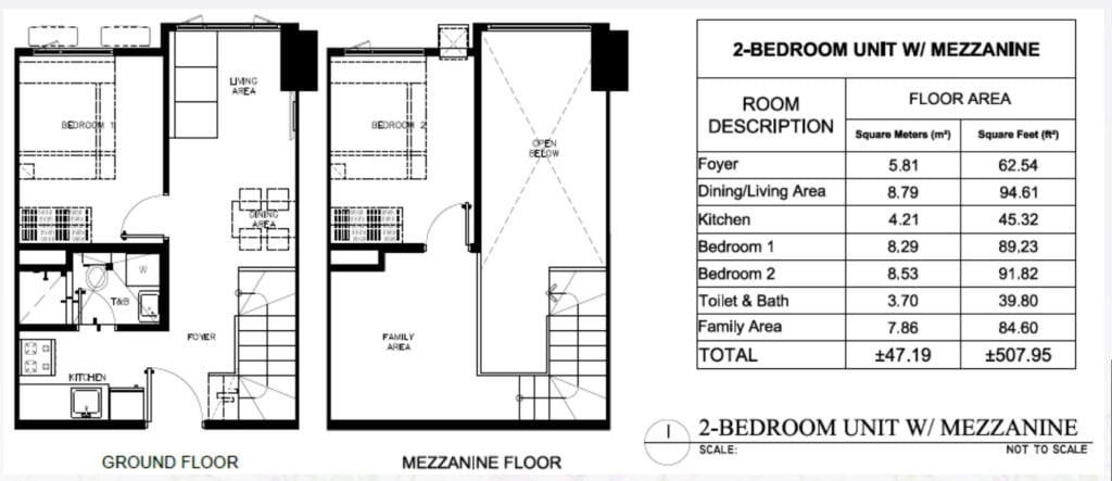 2 Bedroom Unit with Mezzanine (47.19sqm) - Phase 2A