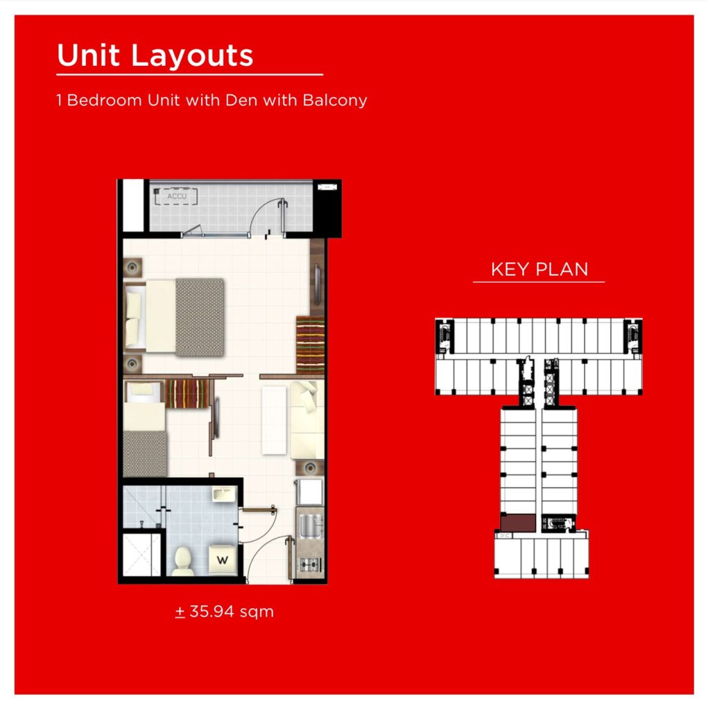 1 bedroom with den Red Residences