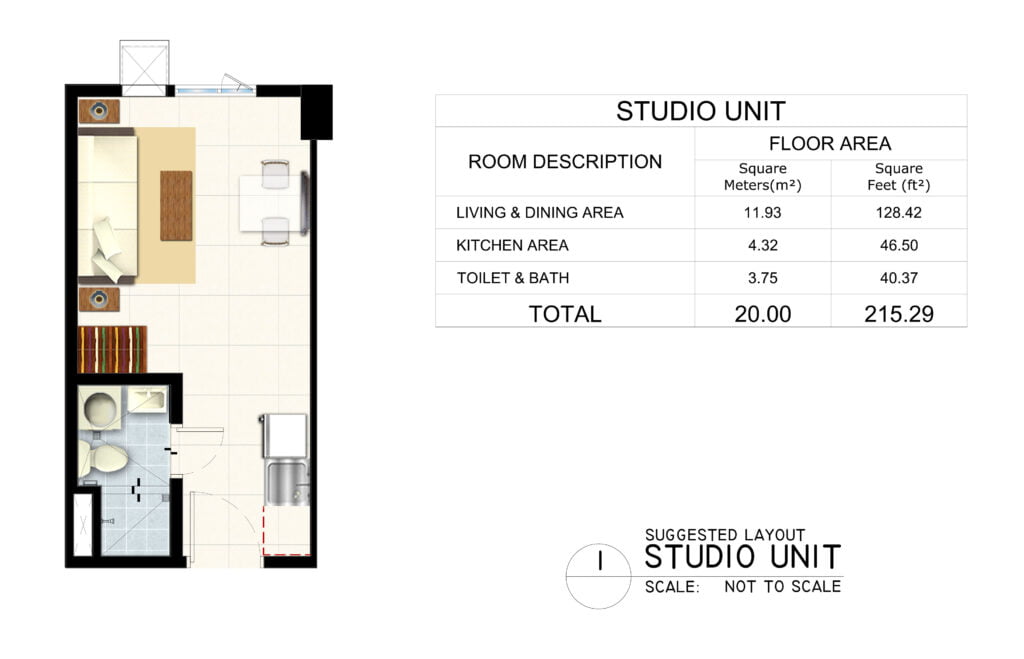 Studio unit (Dressed-up) - Hill Residences