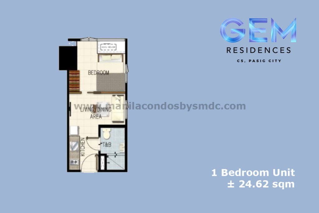 1 Bedroom (24.62 sqm) - Gem Residences