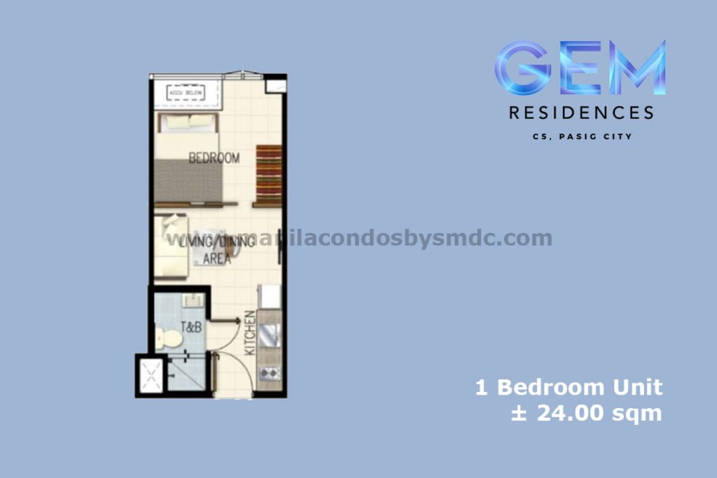 1 Bedroom (24 sqm) - Gem Residences