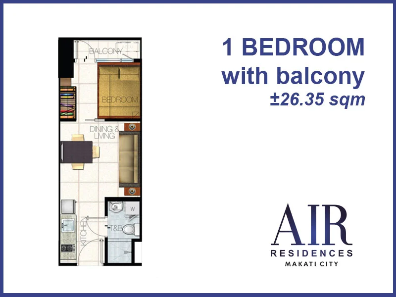 1 bedroom with balcony (26.35sqm)