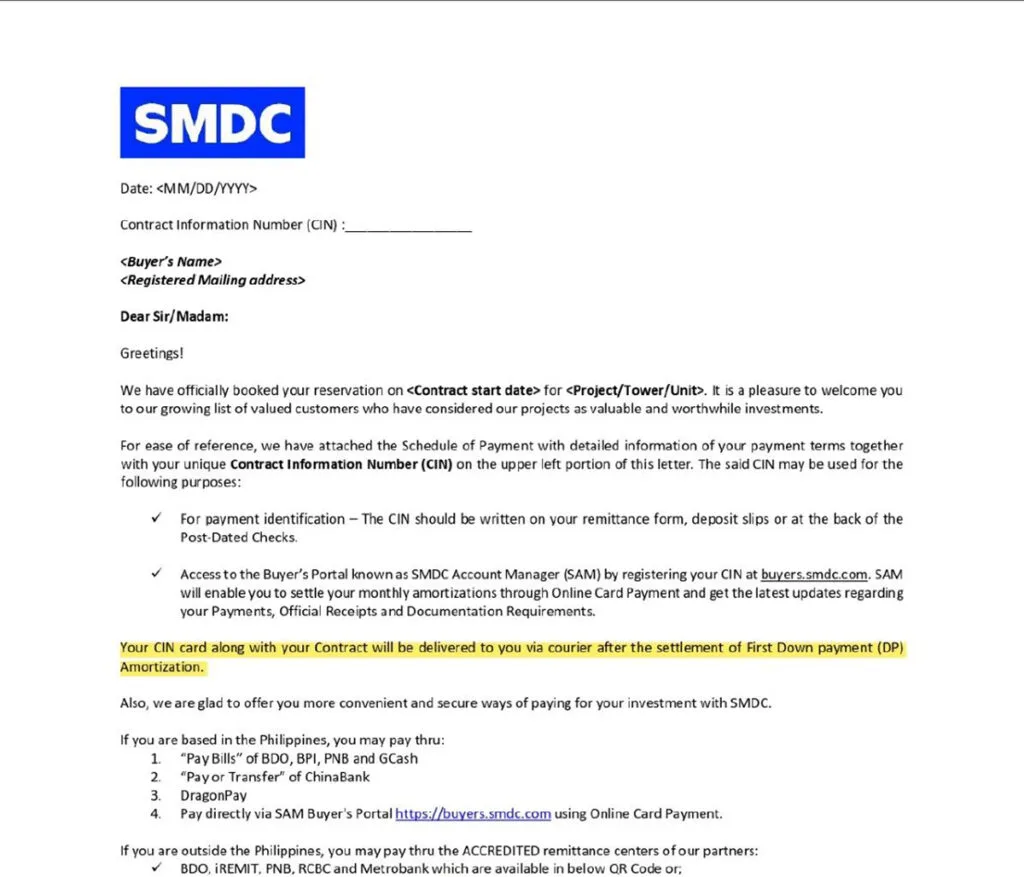 Sample Thank you Letter