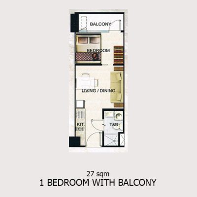 SMDC Shore 1 Residences 1 bedroom with balcony