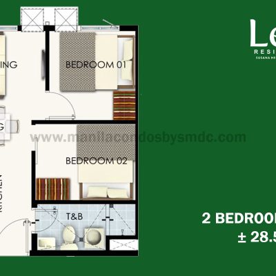 2 bedroom (28.52sqm) - Leaf Residences