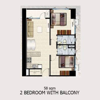 SMDC Shore 1 Residences 2 bedroom with balcony