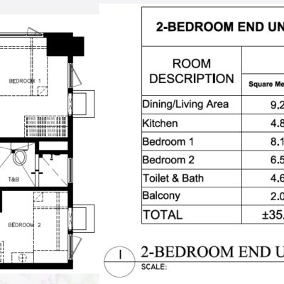 2 Bedroom End Unit with Balcony (35.58sqm) - Phase 2A